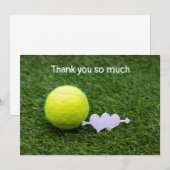 Carte de remerciements de tennis avec balle de ten (Devant / Derrière)