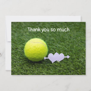 Carte de remerciements de tennis avec balle de ten