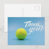Carte de remerciements de tennis avec balle en ble (Devant / Derrière)