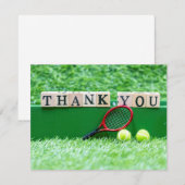 Carte de remerciements de tennis avec balle et raq (Devant / Derrière)