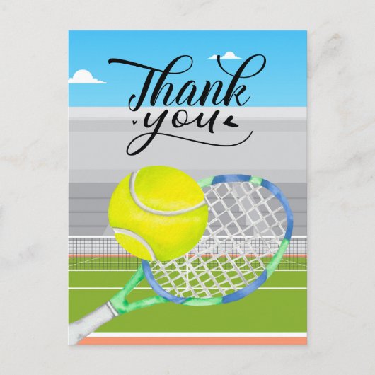 Carte de remerciements de tennis avec balle sur le (Devant)