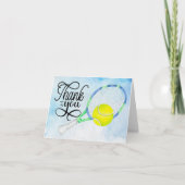 Carte de remerciements de tennis avec balle sur le (Devant)