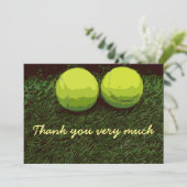 Carte de remerciements de tennis avec deux balles (Debout devant)