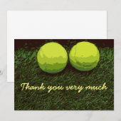Carte de remerciements de tennis avec deux balles (Devant / Derrière)