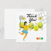 Carte de remerciements de tennis avec le joueur ti (Devant / Derrière)