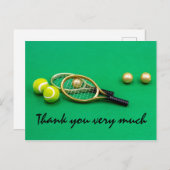 Carte de remerciements de tennis avec raquette à b (Devant / Derrière)