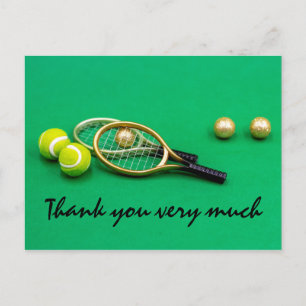 Carte de remerciements de tennis avec raquette à b