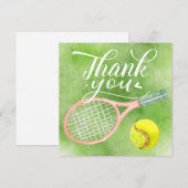 Carte de remerciements de tennis et aquarelle de b (Devant / Derrière)