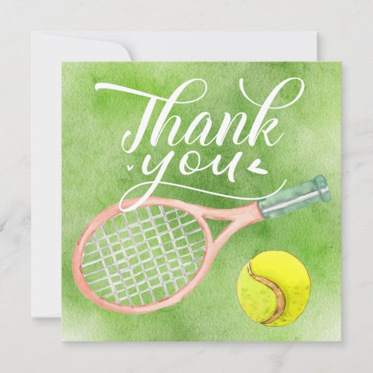 Carte de remerciements de tennis et aquarelle de b (Devant)