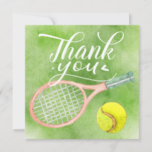 Carte de remerciements de tennis et aquarelle de b