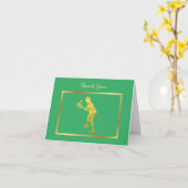 Carte de remerciements de tennis - Joueuse de tenn (Fleur jaune)