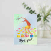 Carte de remerciements de tennis pour coach aquare (Debout devant)