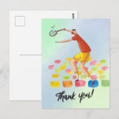 Carte de remerciements de tennis pour coach aquare (Devant / Derrière)