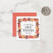 Carte de remerciements de Thanksgiving pour feuill (Devant/Arrière en situation)