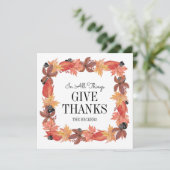 Carte de remerciements de Thanksgiving pour feuill (Debout devant)
