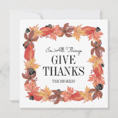 Carte de remerciements de Thanksgiving pour feuill (Devant)