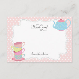 Carte de remerciements de thé (rose)