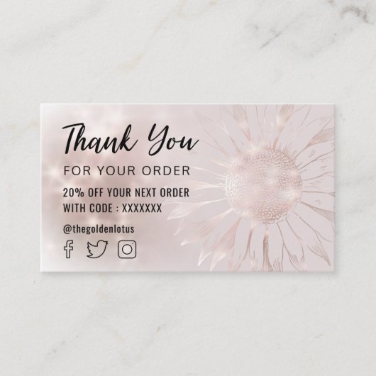 carte de remerciements de tournesol (Devant)