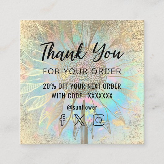 carte de remerciements de tournesol (Devant)