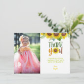 Carte de remerciements de tournesol avec photo (Debout devant)