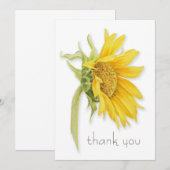 Carte de remerciements de tournesol d'aquarelle (Devant / Derrière)