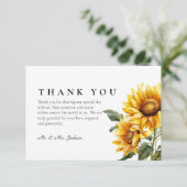 Carte de remerciements de tournesol minimaliste (Debout devant)