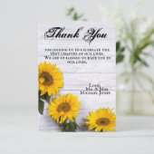 Carte de remerciements de tournesol or (Debout devant)