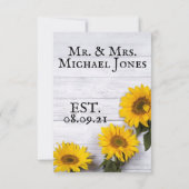 Carte de remerciements de tournesol or (Dos)