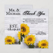 Carte de remerciements de tournesol or (Devant / Derrière)