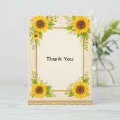 Carte de remerciements de tournesol rustique (Debout devant)