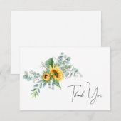 Carte de remerciements de tournesol simple (Devant / Derrière)