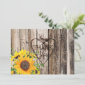 Carte de remerciements de tournesols rustiques (Debout devant)