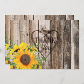 Carte de remerciements de tournesols rustiques (Devant / Derrière)