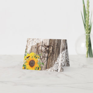 Carte de remerciements de tournesols rustiques