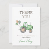 Carte de remerciements de tracteur | Merci tracteu (Devant)