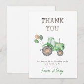 Carte de remerciements de tracteur | Merci tracteu (Devant / Derrière)