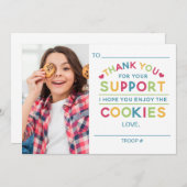 Carte de remerciements de vente de cookies (Devant / Derrière)