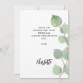 Carte de remerciements de verdure d'eucalyptus d'a (Dos)