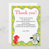 Carte de remerciements de vert jaune de dragon de (Devant / Derrière)