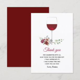 carte de remerciements de vin rouge