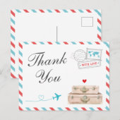 Carte de remerciements de voyage, Mariage d'avion (Devant / Derrière)