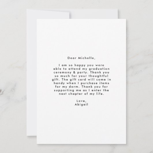 Carte De Remerciements Décalage Jaune Orange Arch Photo Graduation (Dos)