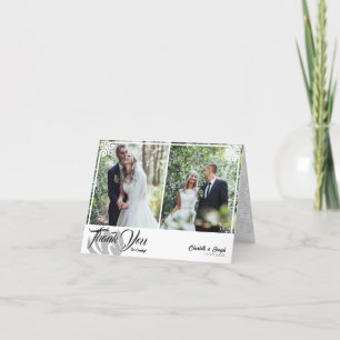 Carte De Remerciements Déco moderne cygne blanc 2 Mariage photo plié