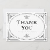 Carte De Remerciements Déco moderne | Élégant Mariage noir et blanc (Devant)