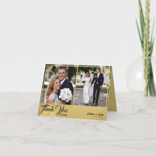 Carte De Remerciements Déco moderne Gold Peacock 2 Mariage photo plié
