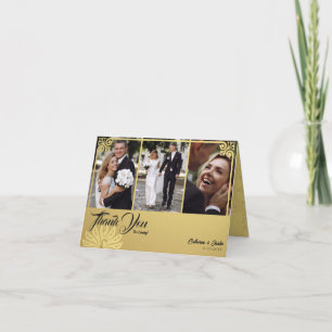 Carte De Remerciements Déco moderne Gold Peacock 3 Mariage photo plié