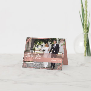 Carte De Remerciements Déco moderne Pink Peacock Mariage photo plié