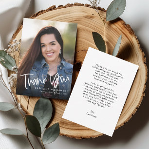 Carte De Remerciements Décontractée tendance manuscrite script Graduation