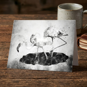 Carte De Remerciements Décoration murale aquarelle flamant rose noir et b