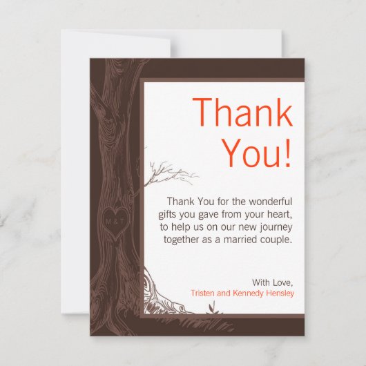 Carte De Remerciements découpages PLATS d'initiale d'arbre d'automne du (Devant)